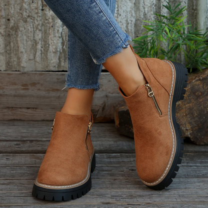 Women's Metro Chelsea Boots - Side-Zip Suede Ankle Boots with Chunky Heel