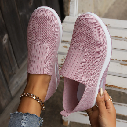 Women's Plus Size Low-Top Knit Wedge Sneakers - Breathable Round-Toe Height-Increasing Casual Shoes for Spring/Summer