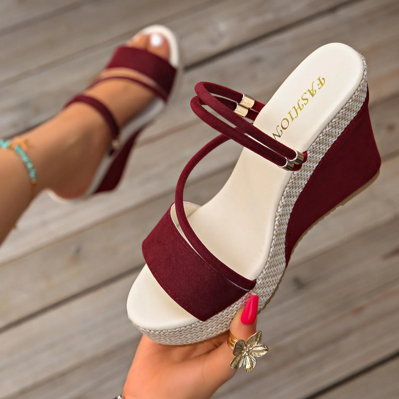 Women’s VelvetAir Ankle-Strap Platform Wedge Sandals – Breathable Suede Elegant Shoes