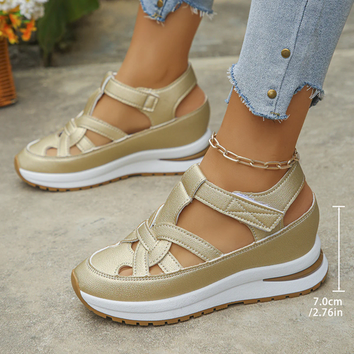 Women's Plus Size Comfort Chunky Gladiator Sandals - Wide Fit Adjustable Roman Style with Airflow Holes