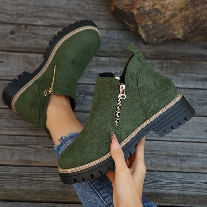 Women's Metro Chelsea Boots - Side-Zip Suede Ankle Boots with Chunky Heel
