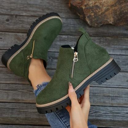 Women's Metro Chelsea Boots - Side-Zip Suede Ankle Boots with Chunky Heel