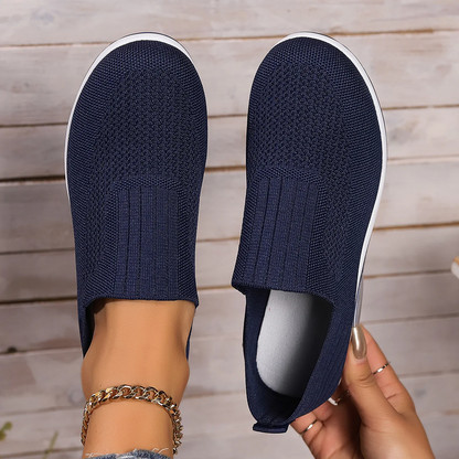 Women's Plus Size Low-Top Knit Wedge Sneakers - Breathable Round-Toe Height-Increasing Casual Shoes for Spring/Summer
