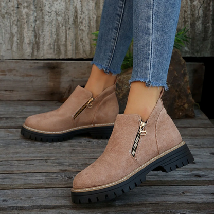 Women's Metro Chelsea Boots - Side-Zip Suede Ankle Boots with Chunky Heel