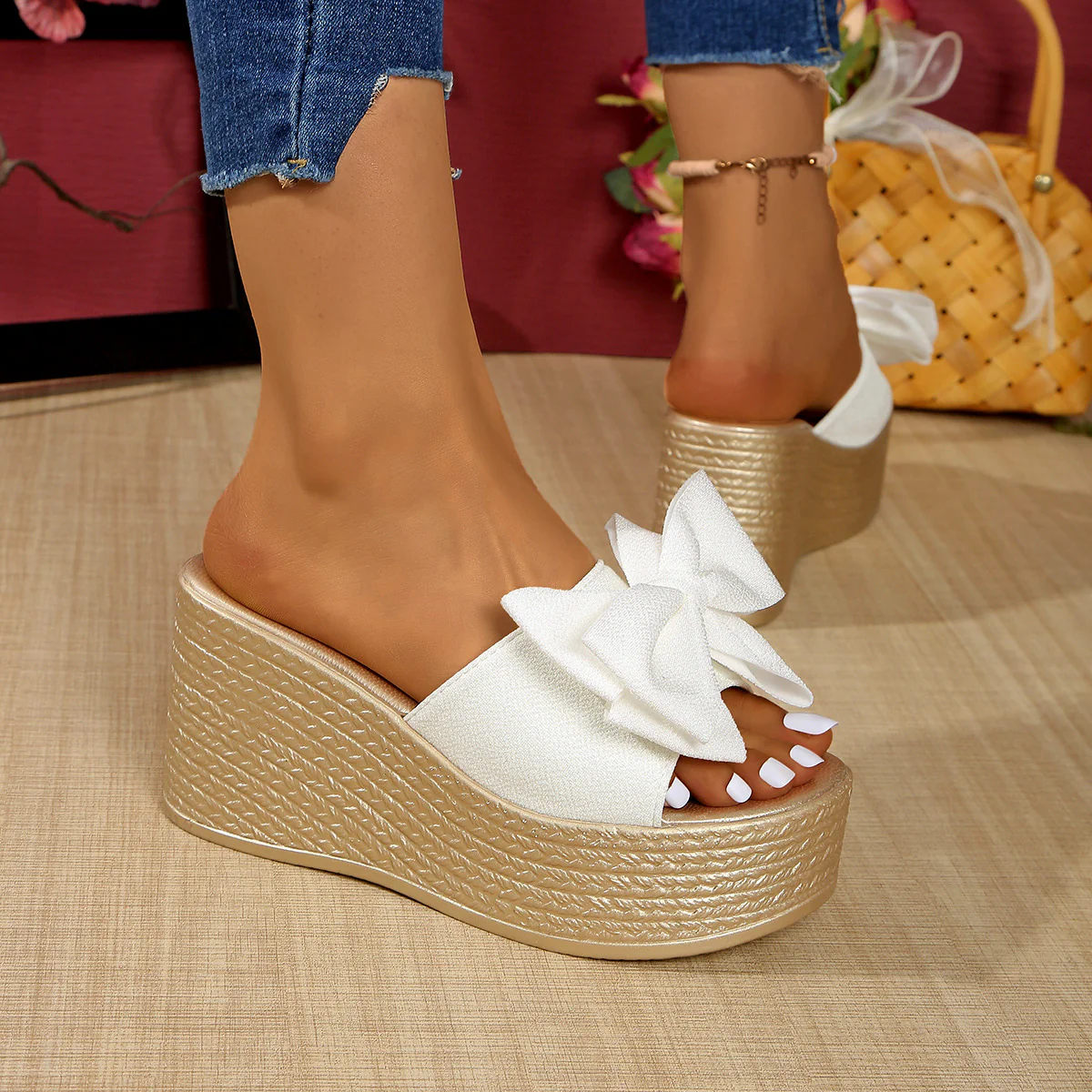 Bootara Women’s BowBella Platform Wedge Sandals – Chunky Flatform Summer Shoes