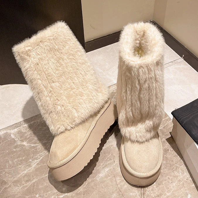 Women's SnugLift Mid Boots - Thermal Platform Snow Boots with Faux Fur