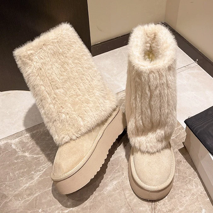 Women's SnugLift Mid Boots - Thermal Platform Snow Boots with Faux Fur