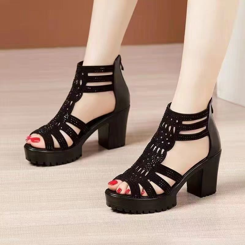 Women’s Alviera Peep-Toe Platform Block Heel Sandals – Soft Sole Roman Style Versatile Chic Sandals