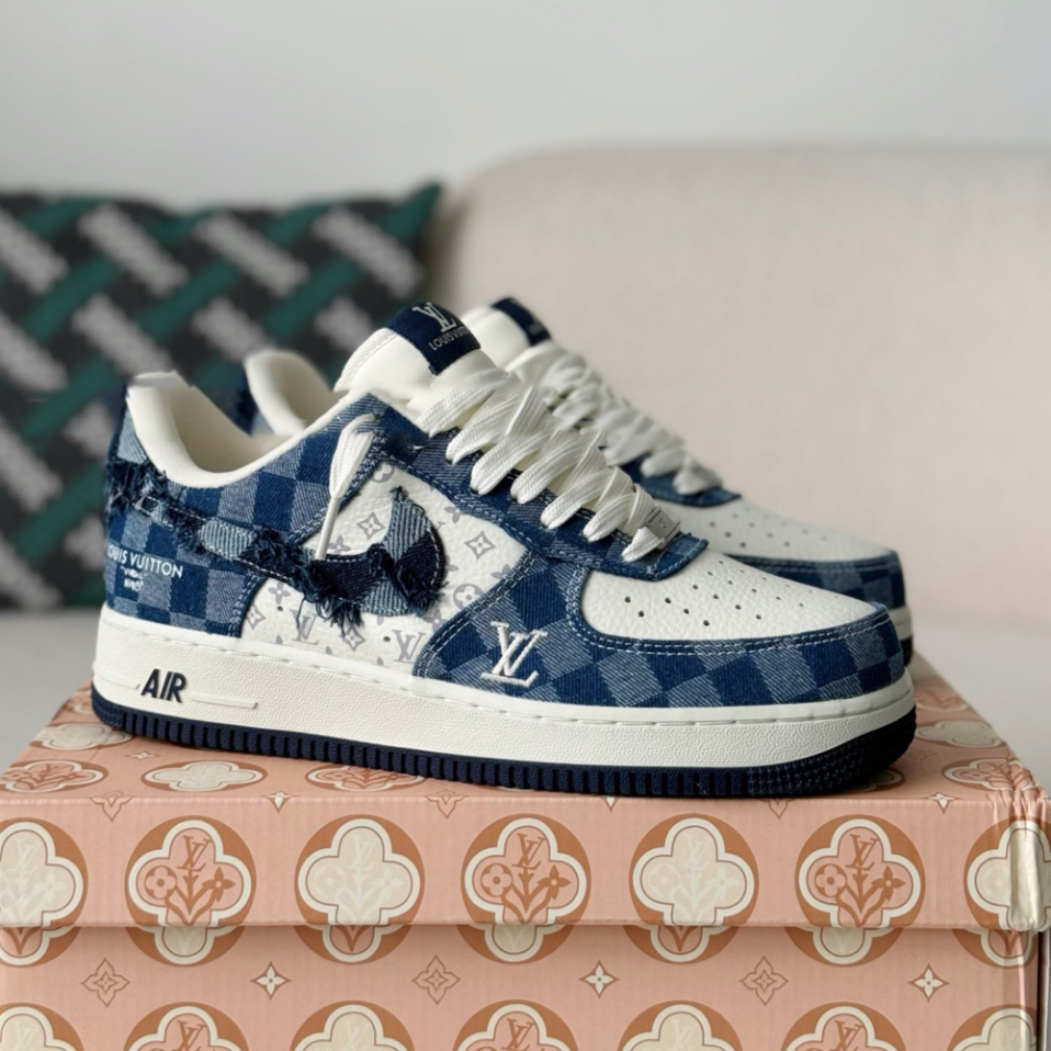 Louis Vuitton x Nike Air Force 1 – Blue Damier Denim