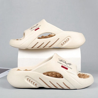 Unisex Atlas Logo Slides – Street Style Cushioned Anti-Slip Beach Sandals