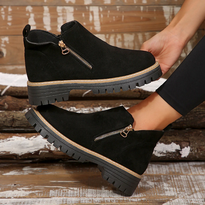 Women's Metro Chelsea Boots - Side-Zip Suede Ankle Boots with Chunky Heel