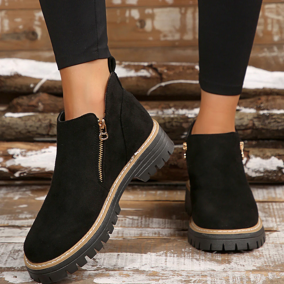 Women's Metro Chelsea Boots - Side-Zip Suede Ankle Boots with Chunky Heel