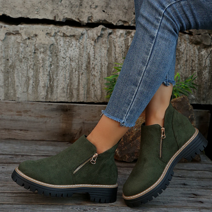Women's Metro Chelsea Boots - Side-Zip Suede Ankle Boots with Chunky Heel