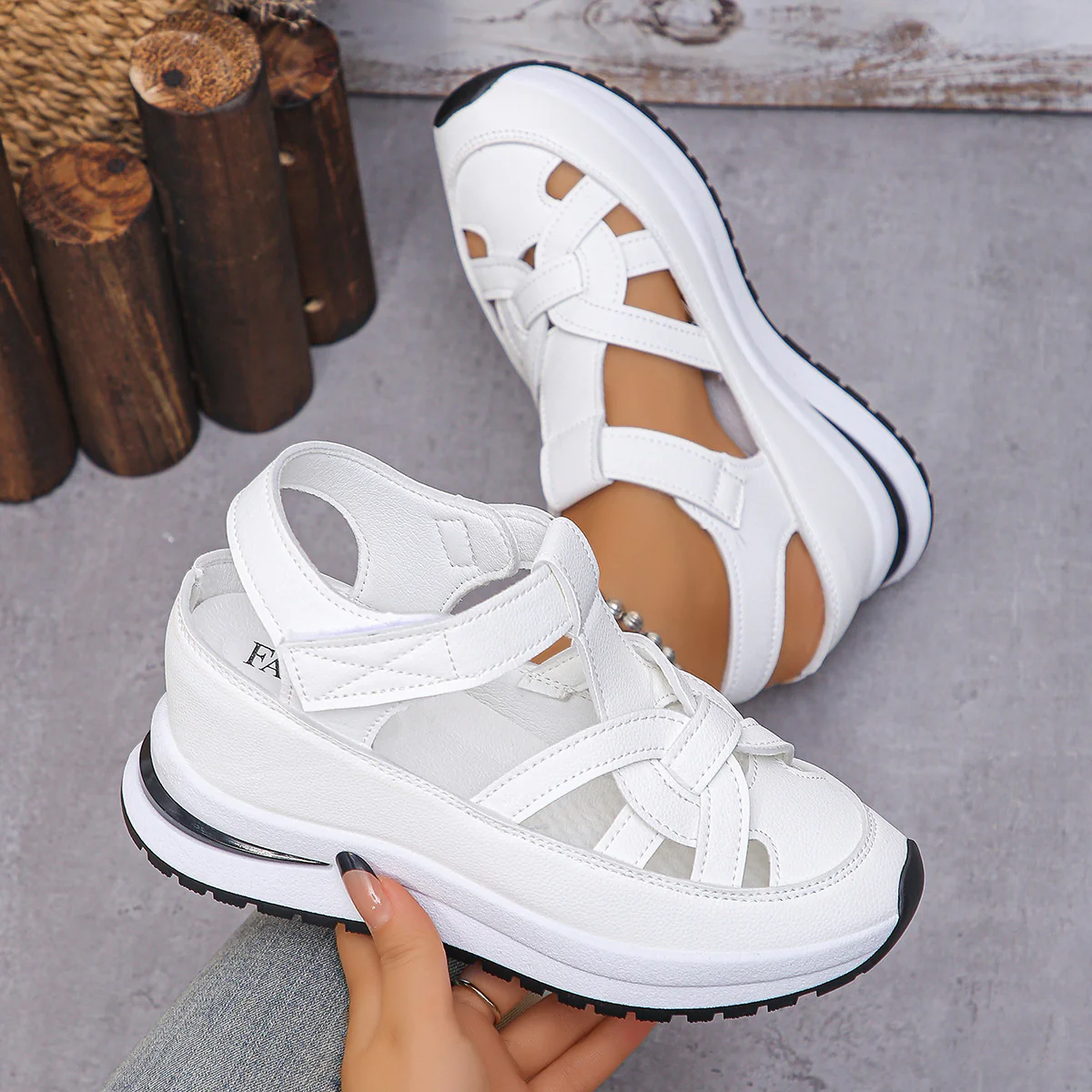 Women's Plus Size Comfort Chunky Gladiator Sandals - Wide Fit Adjustable Roman Style with Airflow Holes