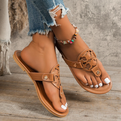 Women’s Aurelia Flat Thong Sandals – Elegant Roman-Inspired Summer Slides