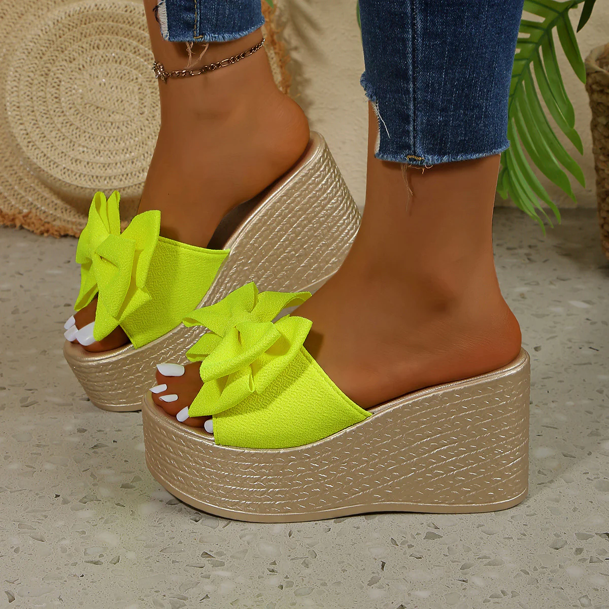 Bootara Women’s BowBella Platform Wedge Sandals – Chunky Flatform Summer Shoes