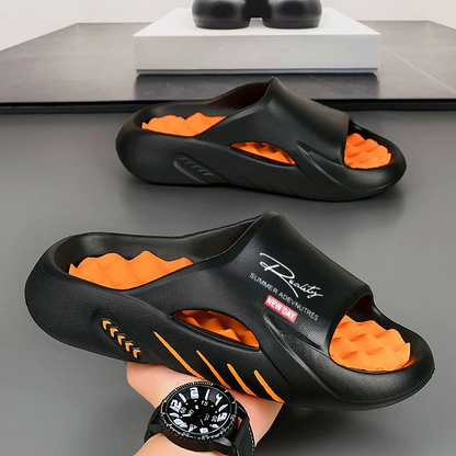 Unisex Atlas Logo Slides – Street Style Cushioned Anti-Slip Beach Sandals
