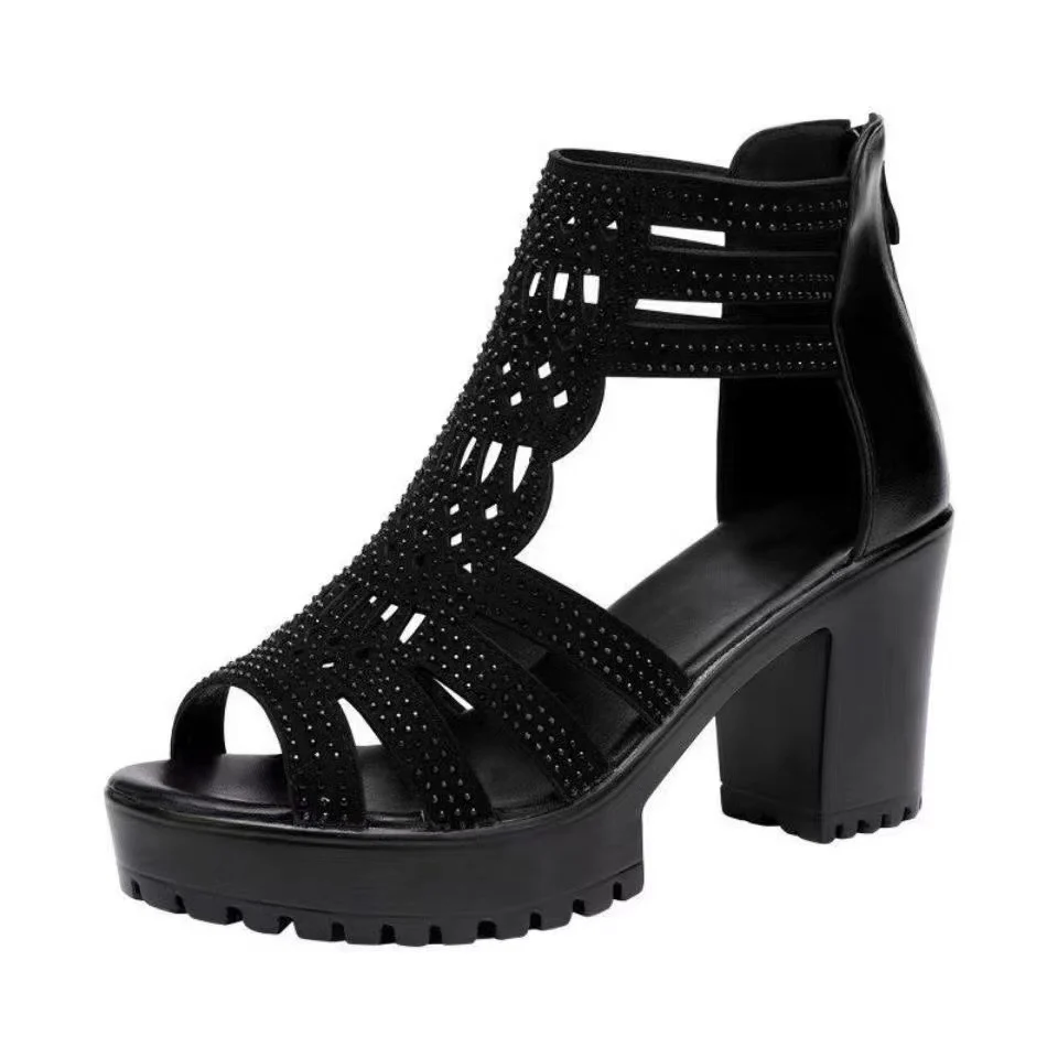 Women’s Alviera Peep-Toe Platform Block Heel Sandals – Soft Sole Roman Style Versatile Chic Sandals