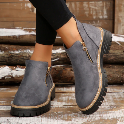 Women's Metro Chelsea Boots - Side-Zip Suede Ankle Boots with Chunky Heel