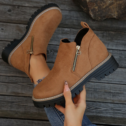 Women's Metro Chelsea Boots - Side-Zip Suede Ankle Boots with Chunky Heel