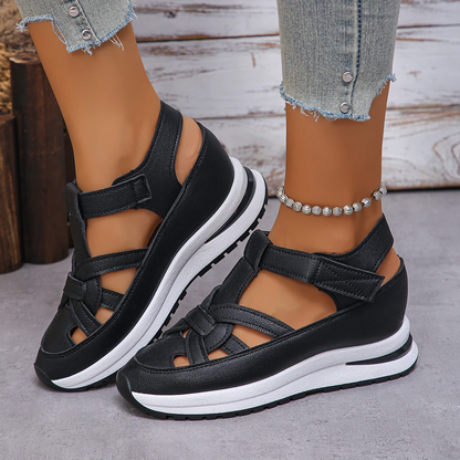 Women's Plus Size Comfort Chunky Gladiator Sandals - Wide Fit Adjustable Roman Style with Airflow Holes