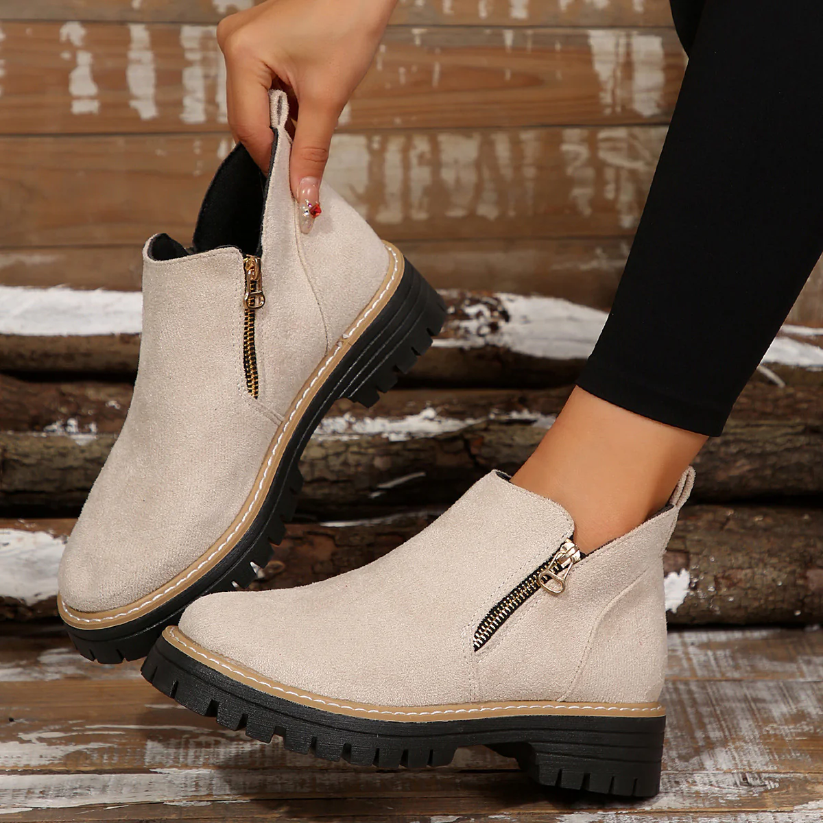Women's Metro Chelsea Boots - Side-Zip Suede Ankle Boots with Chunky Heel
