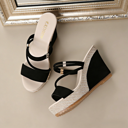 Women’s VelvetAir Ankle-Strap Platform Wedge Sandals – Breathable Suede Elegant Shoes