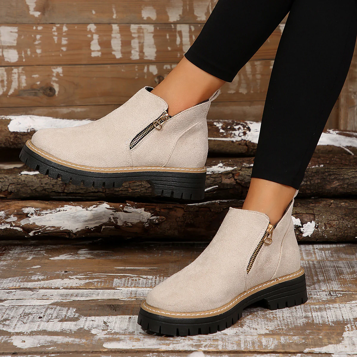 Women's Metro Chelsea Boots - Side-Zip Suede Ankle Boots with Chunky Heel
