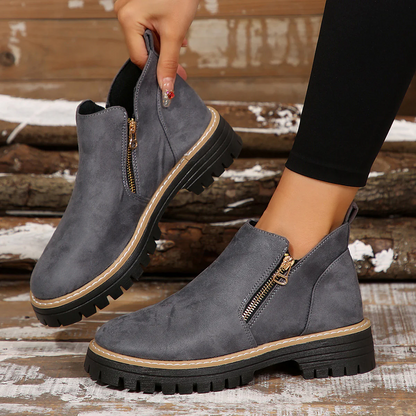 Women's Metro Chelsea Boots - Side-Zip Suede Ankle Boots with Chunky Heel