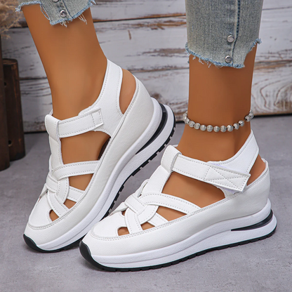 Women's Plus Size Comfort Chunky Gladiator Sandals - Wide Fit Adjustable Roman Style with Airflow Holes