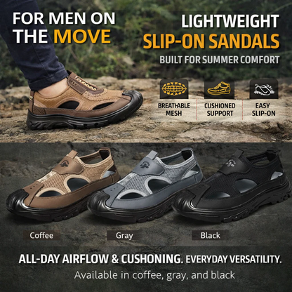 Aero Men’s Breathable Closed-Toe Sandals – Lightweight Mesh Outdoor Casual Beach Shoes