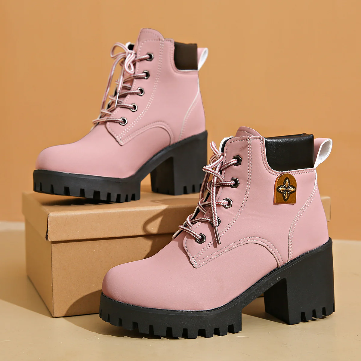 Women's Cowhide Metropolitan Combat Boot - Waterproof Block Heel Ankle Boots with Extended Sizes & Commuter-Ready Traction