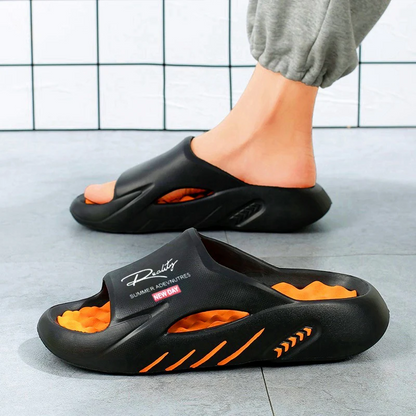 Unisex Atlas Logo Slides – Street Style Cushioned Anti-Slip Beach Sandals