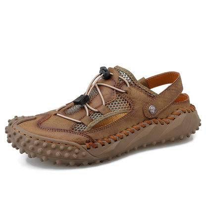 Coast Men’s Closed-Toe Breathable Sandals – Soft Leather & Mesh Adjustable Casual Beach Shoes