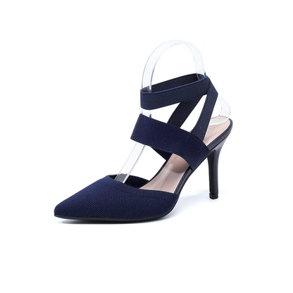 Women’s Amara Fabric Ankle-Strap Stiletto Pumps – Pointed-Toe Hollow Side Elegant Heels
