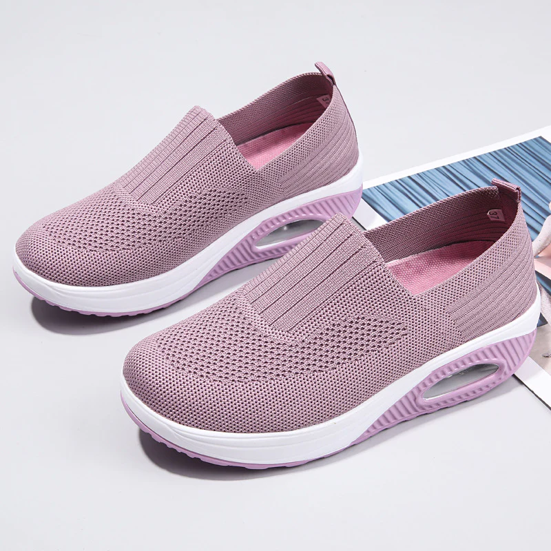 Women's Plus Size Low-Top Knit Wedge Sneakers - Breathable Round-Toe Height-Increasing Casual Shoes for Spring/Summer
