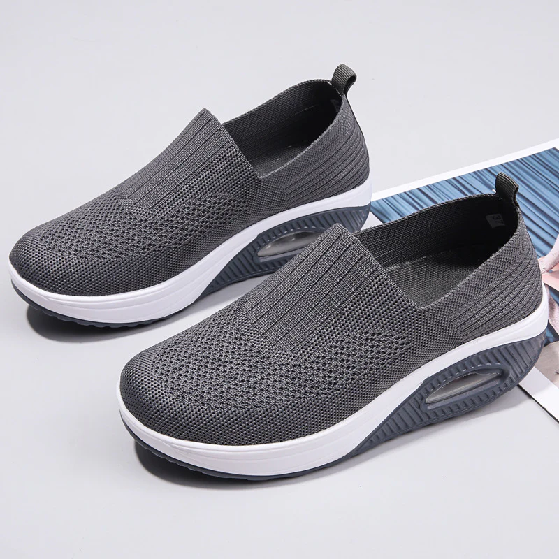 Women's Plus Size Low-Top Knit Wedge Sneakers - Breathable Round-Toe Height-Increasing Casual Shoes for Spring/Summer