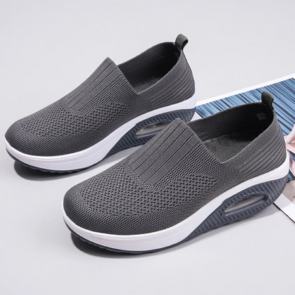 Women's Plus Size Low-Top Knit Wedge Sneakers - Breathable Round-Toe Height-Increasing Casual Shoes for Spring/Summer